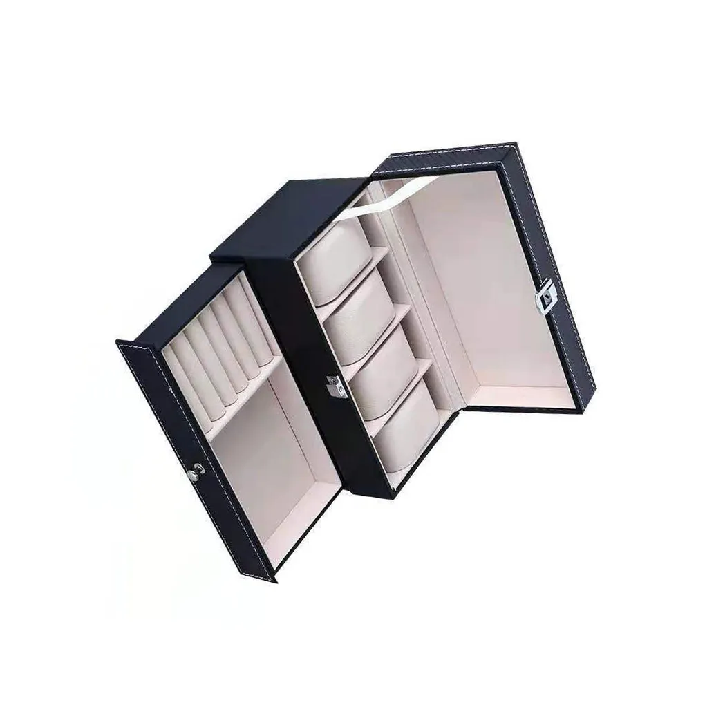 Double-layer 4 Grids Watch Box Case Jewelry Organizer Drawer Holder 12 grids wood jewelry organizer tray stackable jewelry drawer tray bracelet watch showcase display storage