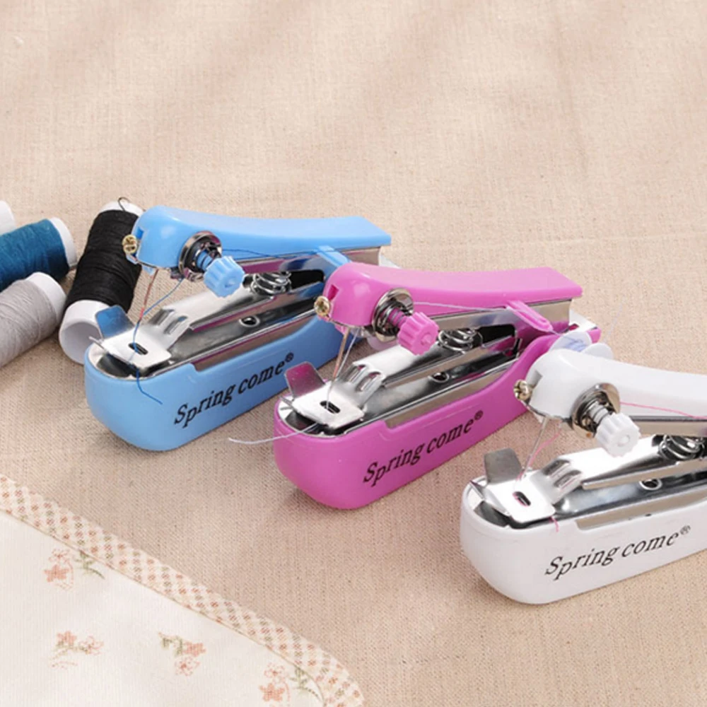 Mini Portable Handheld Sewing Machine Quick Stitch Tool for Fabric Clothing (Random Color), Multicolor