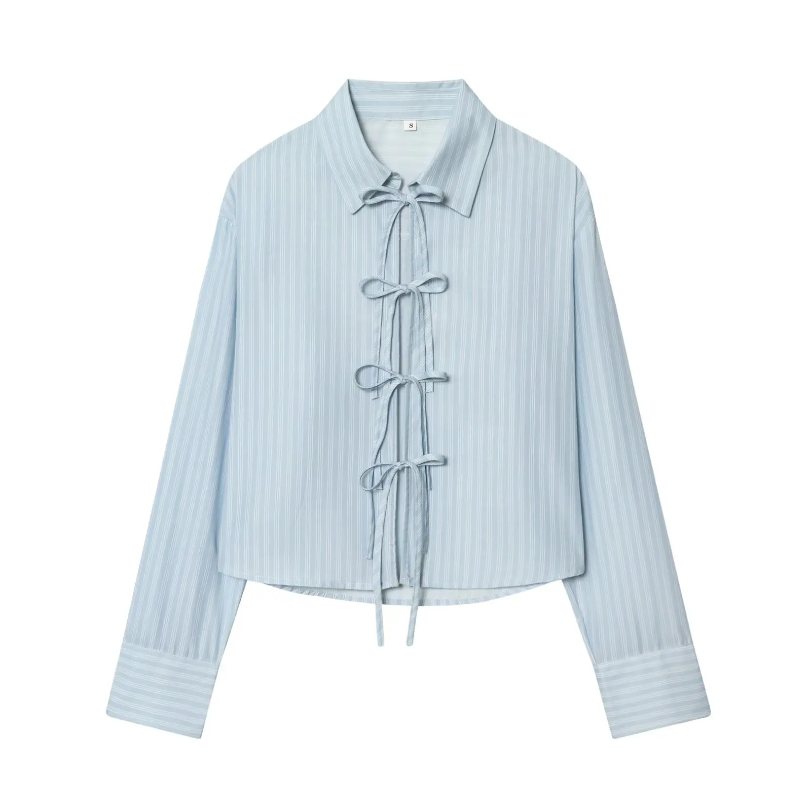 HH Damen Frühjahrsmode Vielseitiges Popeline-Hemd mit Schleife, Elegantes Langarm-Hemd für Frauen im High-Street-Stil – Detail 12
