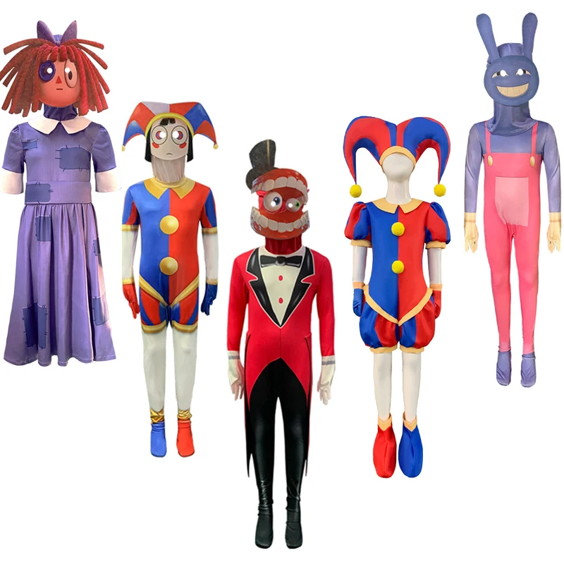 

Удивительный цифровой цирковый Косплей Костюм Pomni косплей мультфильм костюм театр Ragatha Jax Caine дети взрослые дети подарки