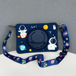 Kids Cute Astronaut Rotatable Stand Tablet Case - A9 SM - X110 X115 X117 (Case- Shoulder Strap)