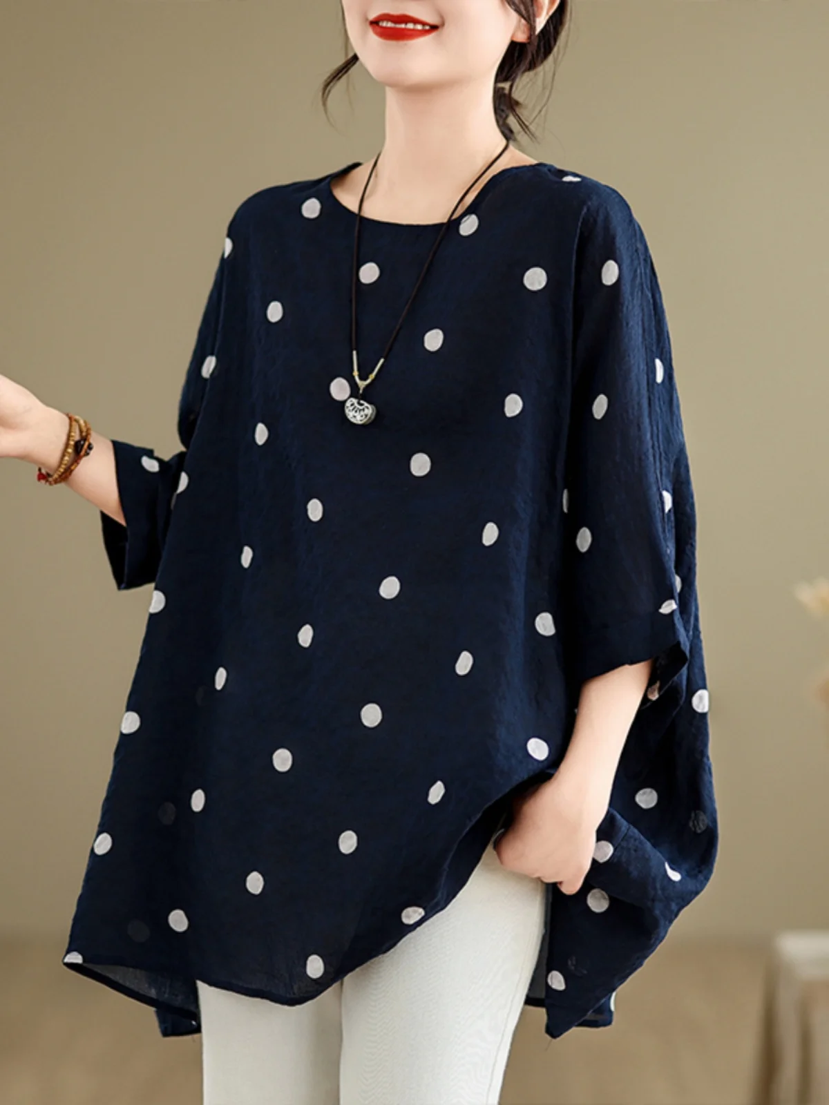 plus Size Cotton Linen T-irt Batwing Sve Slimming Loose Fit Summer New Sle for plus Size Women Commute Sle round Ne