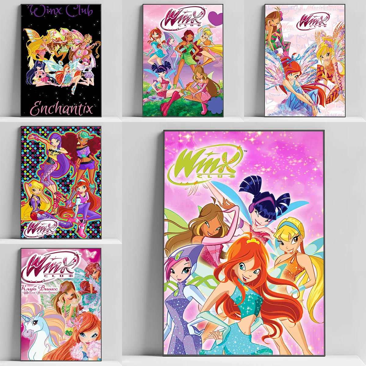 

Posters for Wall Art W-Winx Cartoon C-Club Poster Gaming Room Decoration Home Decorations Painting on Canvas Print Pictures Home