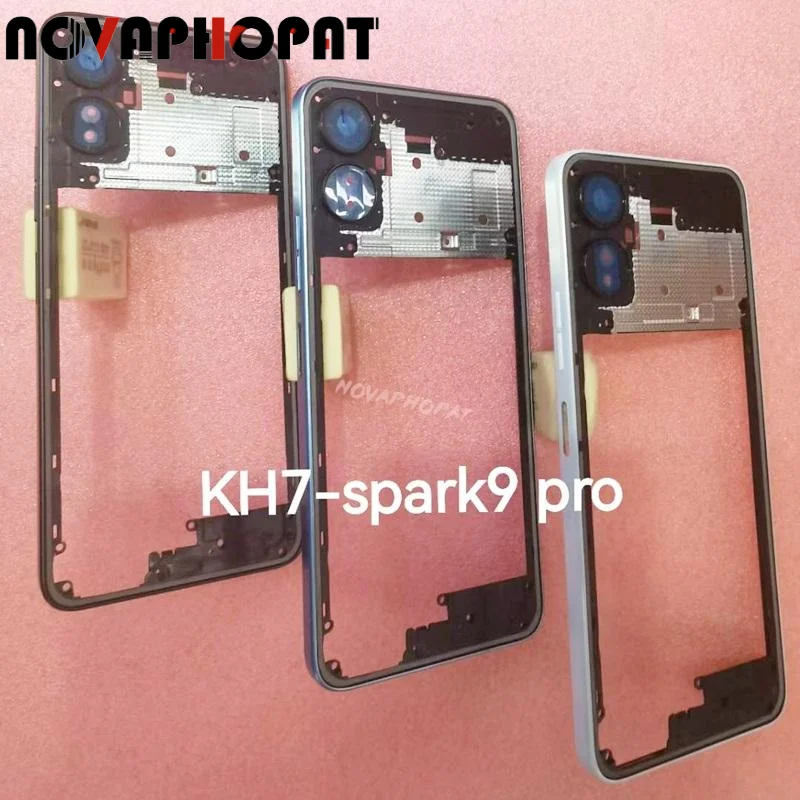 

Novaphopat For Tecno Spark 9 Pro KH7 KH7N Middle Frame Housing Case Middle Bezel Plate With Side Volume Key Button