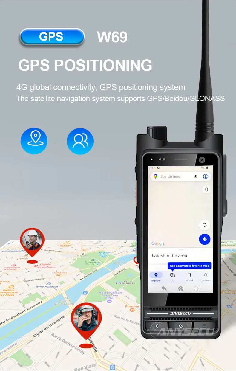 W69 Andriod 14 4G Network Radio With NFC WIFI GPS Work with ZELLO Real-ptt IP68