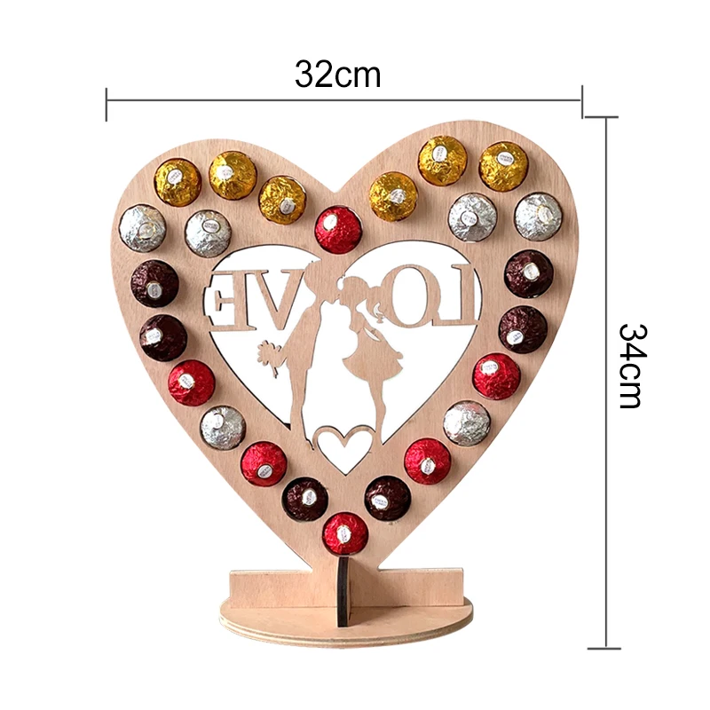 Valentine's Day Wooden Advent Calendar Chocolate Holder Countdown Calendar  For Valentine's Day Love Countdown Calendar 2022 - AliExpress