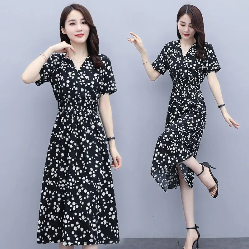 Шифоновое пляжное платье с принтом в стиле бохо винтажные женские праздничные