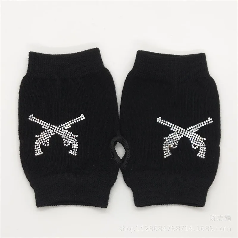 Sailor dance fingertip rivet black wool half finger performance gloves