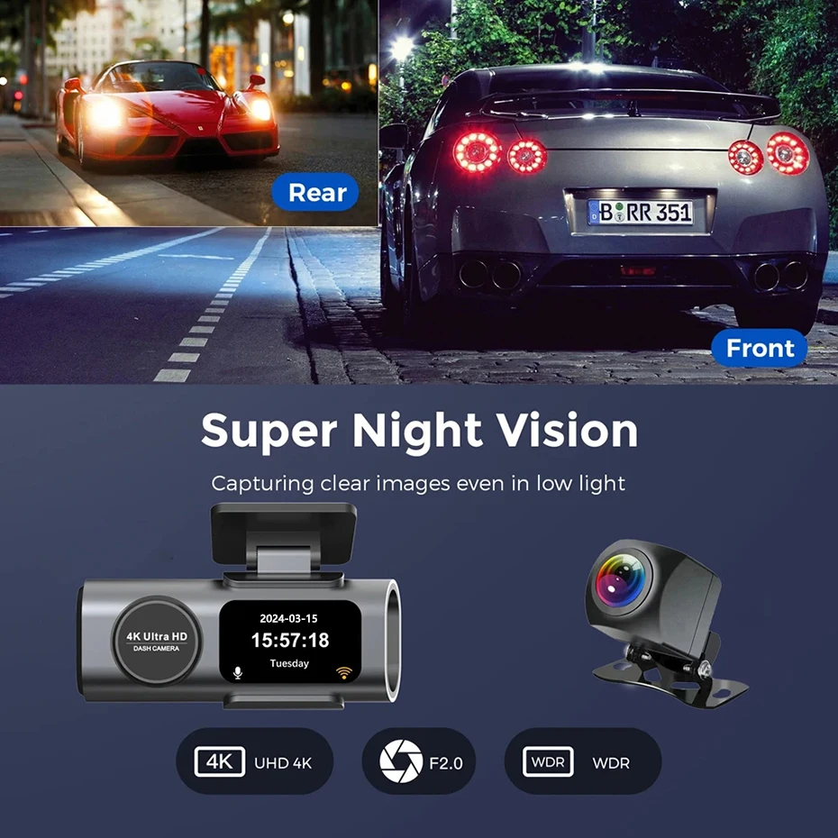 ڵ  ī޶ GPS ƮĿ,  ڴ ķ, 24 ð  , 4K, , UHD, 3840x2160P,  DVR