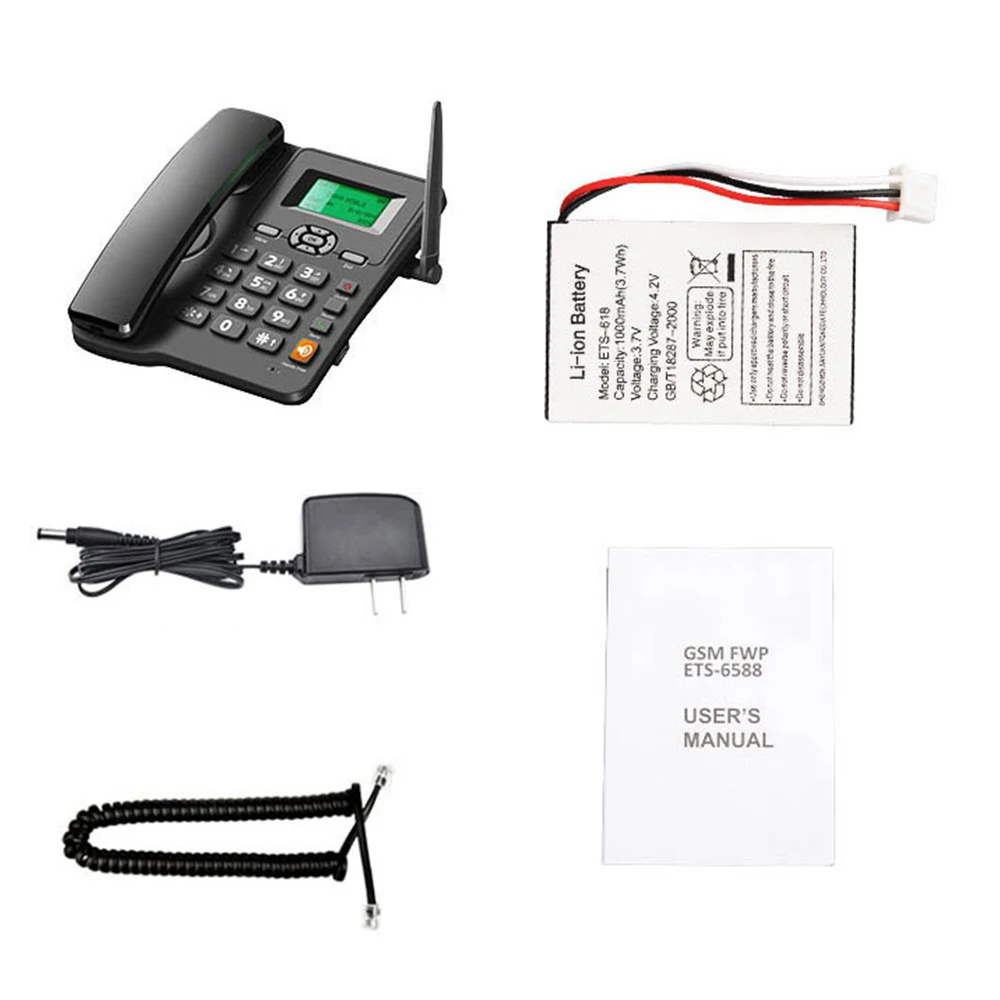 Teléfono inalámbrico de escritorio, soporte GSM 850/900/1800/1900MHZ, tarjeta SIM Dual, teléfono inalámbrico fijo 2G con antena, alarma de Radio