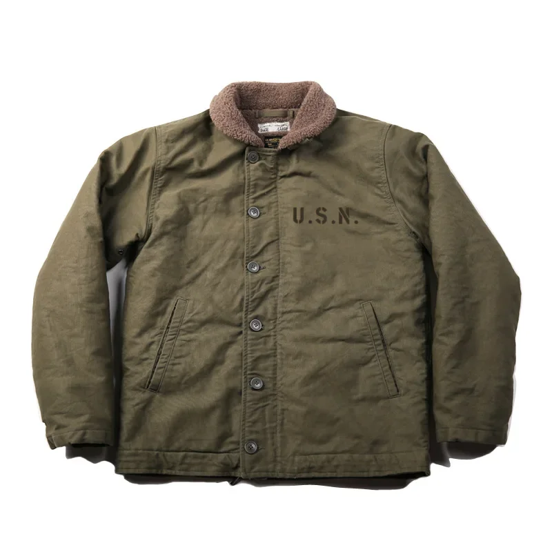 NON STOCK USN N-1 Deck Jacket Sherpa Lining Military Style Men Warm Coat 3 Colors 6