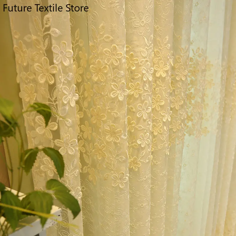 

New pastoral European relief screen curtain fabric shading floor screen curtain Curtains for Living dining room bedroom
