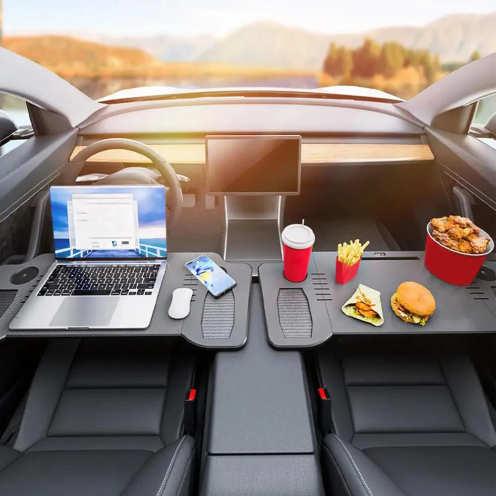 Foldable Car Tray Table For Laptop Anti-slip Eating Table Compatible Model Y / Model 3 Multipurpose Travel Tray Vehicle