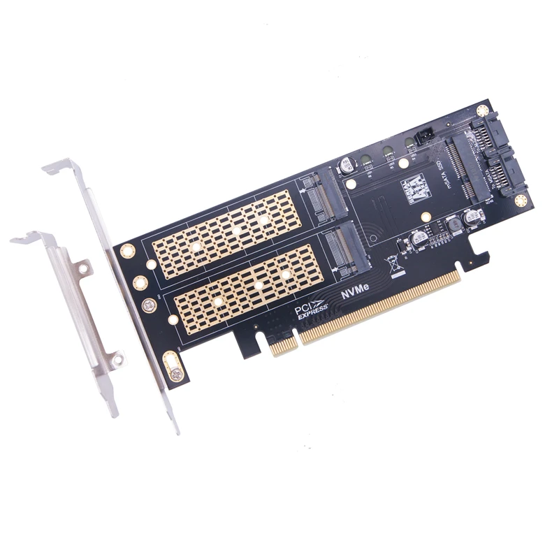 

OULLX M.2 NVME NGFF mSATA To PCIe 3.0 X16 B+M Key 3 in 1 Adapter Full Speed SSD PCI-E Expansion Card