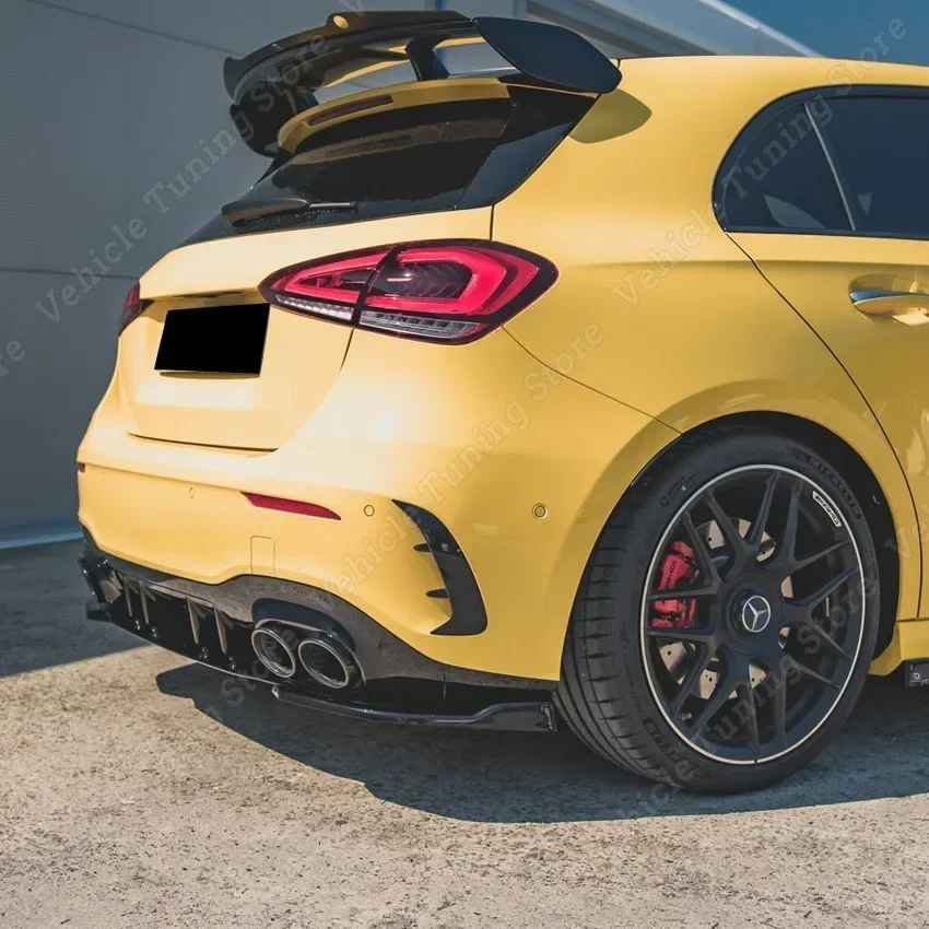 자동차 리어 범퍼 디퓨저 스플리터 카나드 스포일러, 메르세데스 벤츠 A 클래스 W177 V177 A35 A45 AMG 해치백 2019-2022 글로스 블랙