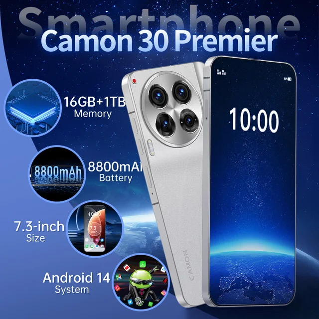 Global Version Camon 30 Premier Cellphone 5G 7.38" HD Smartphone 8800mAh Snapdragon 8 Gen3 108MP Android 14 Mobile Phone Celular
