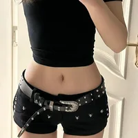 Noir Sexy taille basse Y2K Jean Shorts femme Punk gothique populaire Denim Super Shorts femme mode coréenne Slin Fit pantalons courts chauds 2