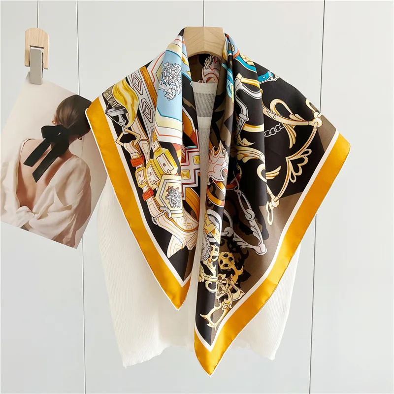 

14MuMI Fashion 100% Real Silk Square Scarf Women Neckerchief Foulard Female Scarves Bandana Wrap Kerchief Headband Hijab Shawls
