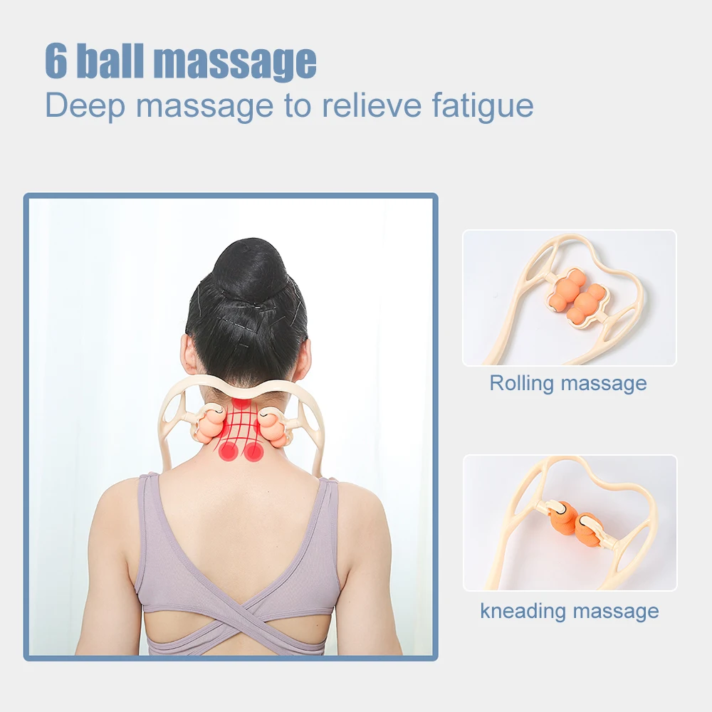 Neck Massager, Upgrade 6 Balls Massage Point Roller Massager for Neck Pain  Relief Handheld Massager Tool Suitable Legs Waist Neck and Shoulder Relaxer