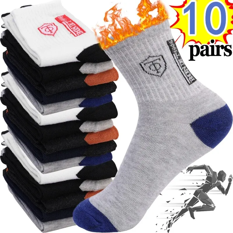 Sports Stockings 10 Pairs Breathable Cotton Men Bamboo Fiber Autumn and Winter Sweat Absorption Deodorant