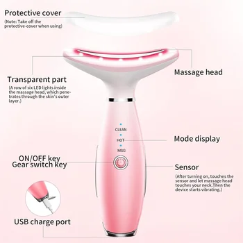 Neck Face Massager, Skin Care Face Massage Tool, 3-in-1 Facial Massager, Face Sculpting Tool with Thermals, Vibration 2