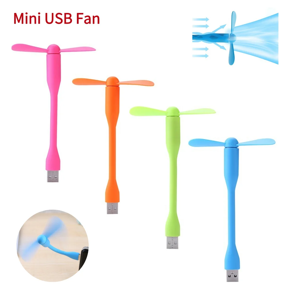 Portable Flexible Mini USB Fan Low Power Bendable for Mobile Power Bank/Laptop Hand Fan Computer Summer Gadget