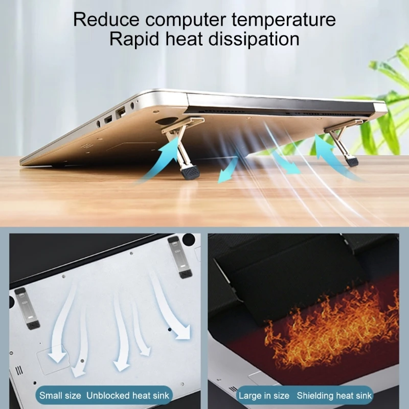 Laptop Stand for Desk Adjustable Laptop Risers Foldable Portable Holder Ventilated Cooling Notebook Computer Stand