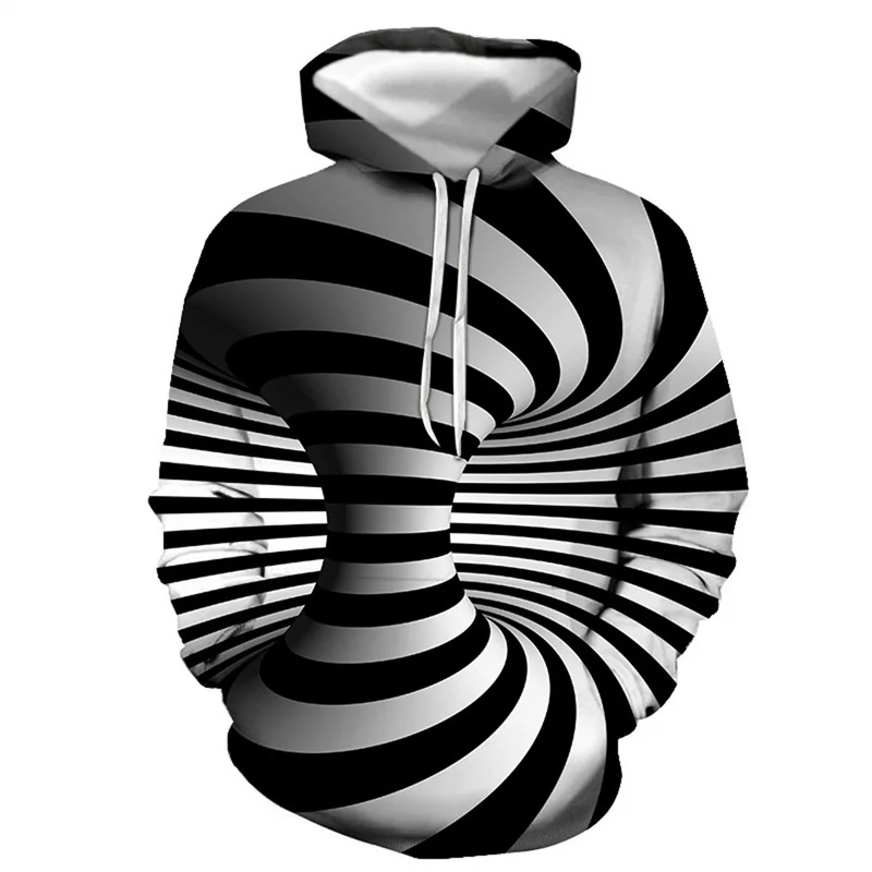 thumbnail image 1 of Sudadera con capucha para hombre Vertigo en blanco y negro con estampado 3D, sudadera con capucha de manga larga, sudadera de gran tamaño, ropa de primavera y otoño, 1 of 4