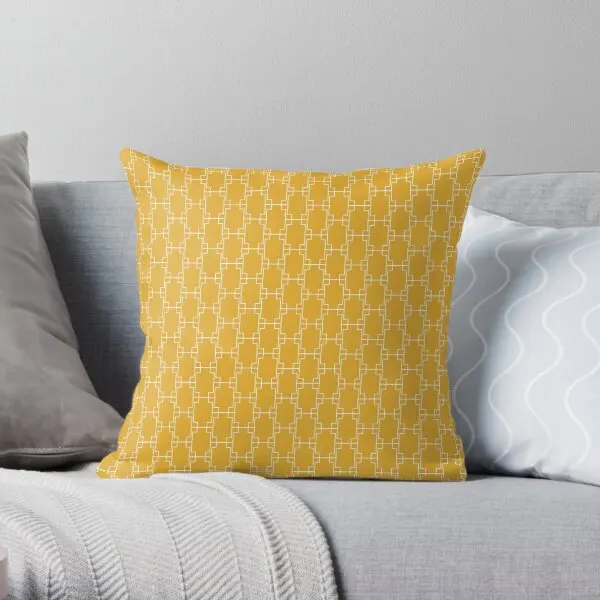 

Mustard Yellow Geometric Squares Printing Throw Pillow Cover Sofa Throw Case Car Anime Fashion Pillows not include One Side