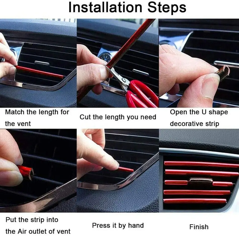 Red Car Accessories 40pcs Car Air Conditioner Vent Outlet Trim Strip Universal Blue Purple Car Accessories - Foto 13