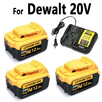 DeWalt MAX DCB205 DCB201 DCB203 용 리튬 이온 배터리, 전동 공구 배터리, DCB200 18650 교체, 1-3 개, 20V, 6.0Ah, 8.0Ah, 12.0Ah