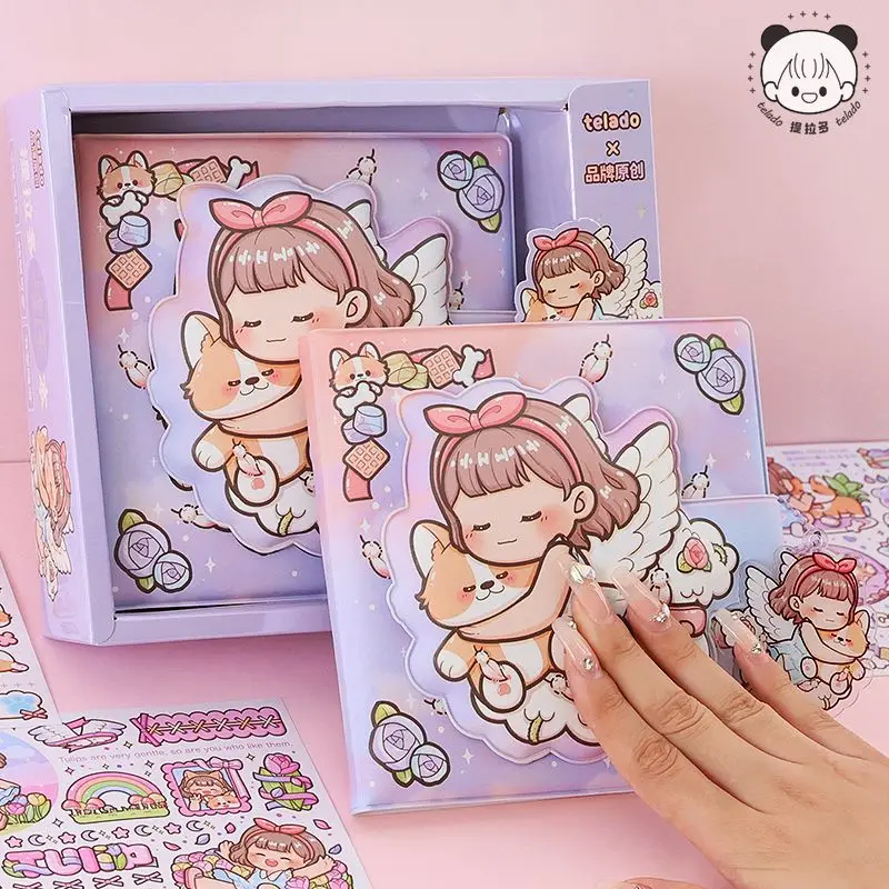 Telado Decompression Notebook Cute Girl Heart Handheld Book Diary Book Notebook Gift Box Learning Stationery