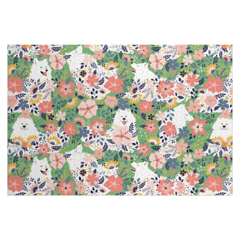 

Cute Samoyed Garden - Green Background Jigsaw Puzzle Wooden Adults Customs With Photo Woods For Adults Puzzle