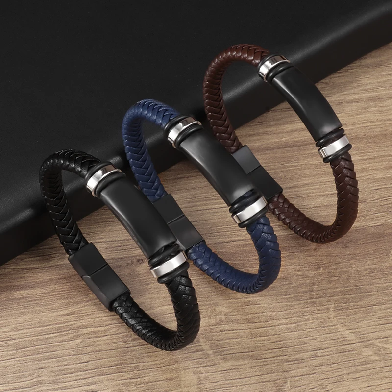 Leather Bracelets Retro Punk Religious Style Leather Woven Cross Metal Leather Men Women Business Casual Gifts