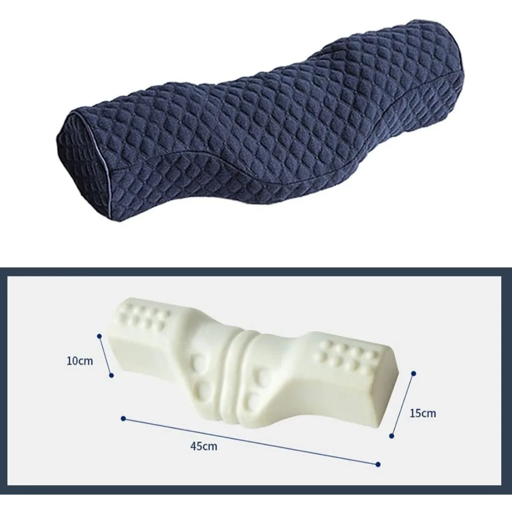 Neck Pillow Cervical Pillow Cylindrical Memory Foam Stiff Neck Pain Relief Sleeping Travel Bolster Pillow for Bed Back Sleepers 3