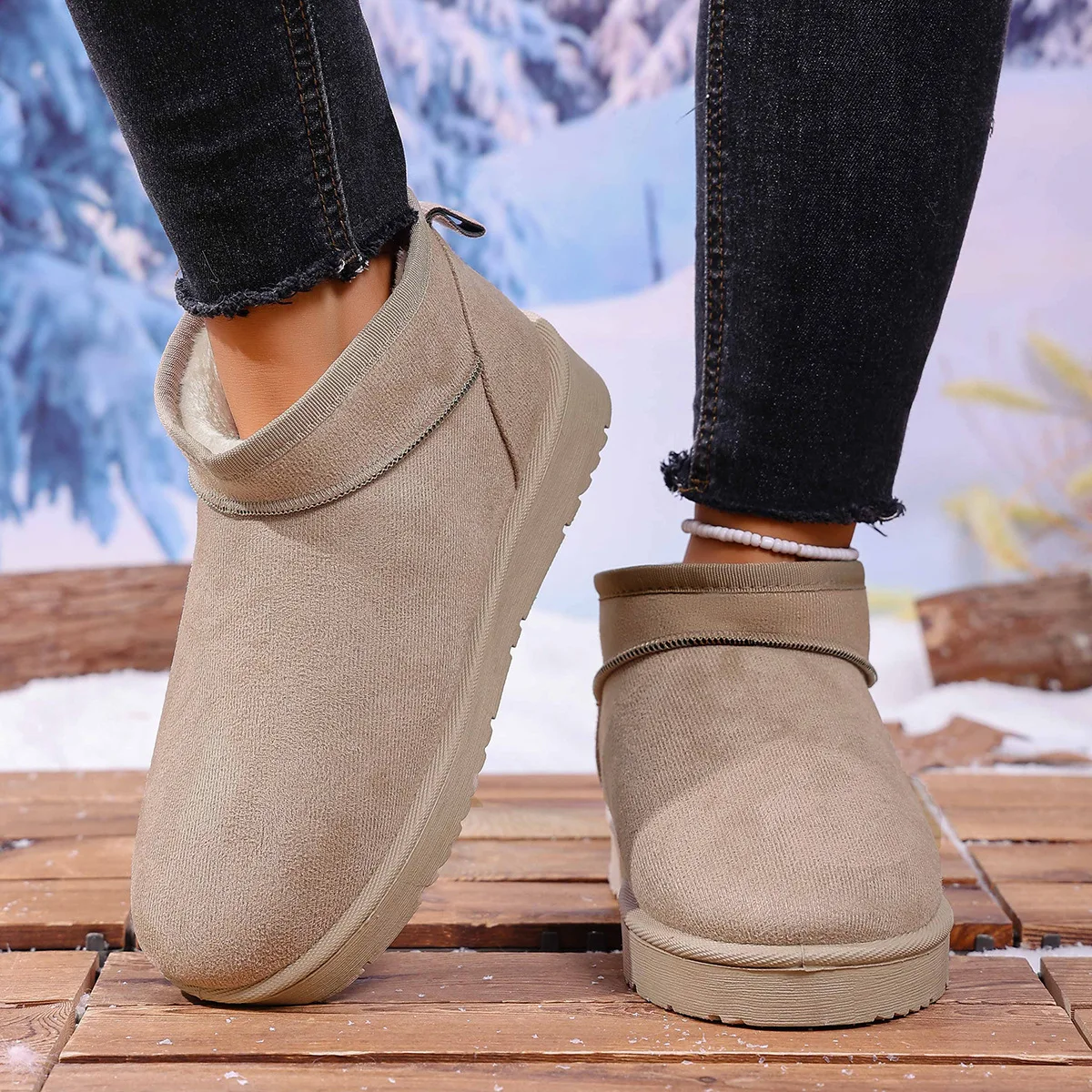 Fashion Snow Boots New Suede Thick Sole Large-size Winter Round Head Sexy Comfortable Warm Casual Walking Boots for Women