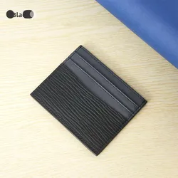 Elegant Water Ripple Cowhide Leather Card Holder - Anti - theft Wallet Case (Black)