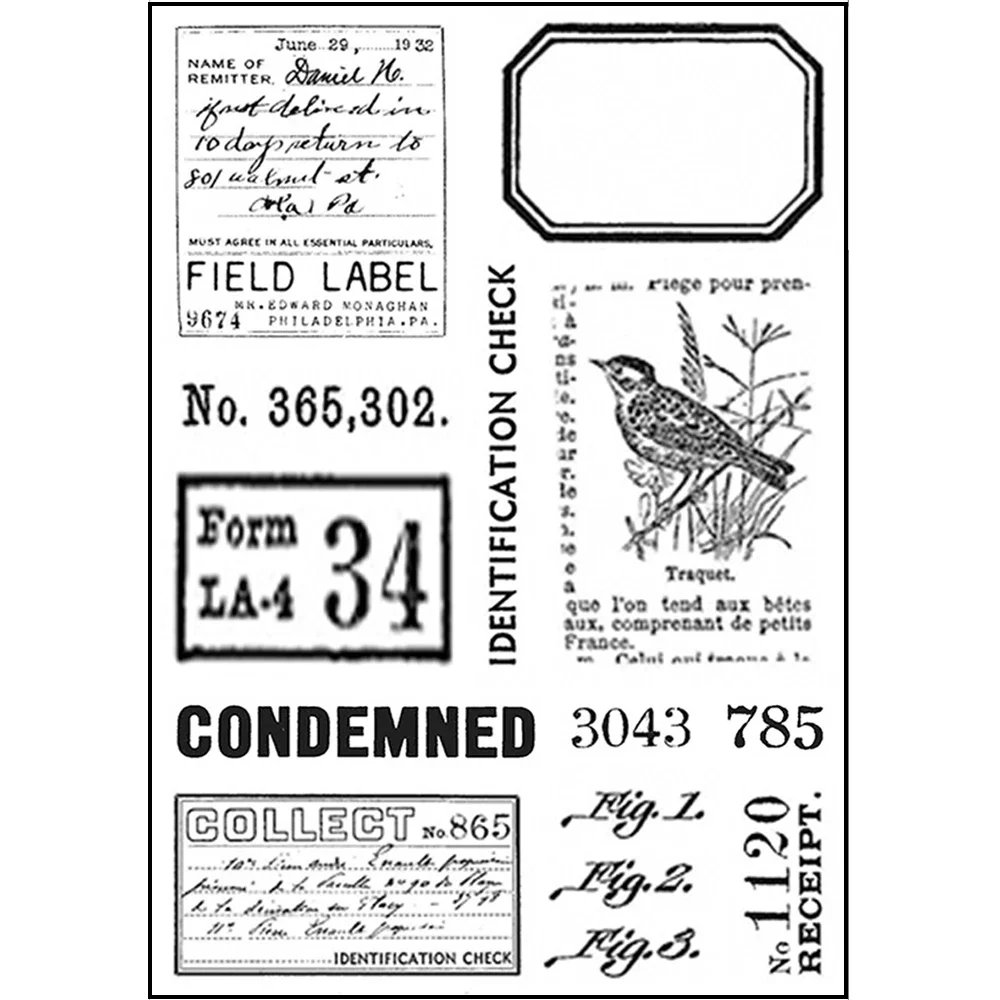 Vintage Totem Digit Label Transparent Stamps for Card Making