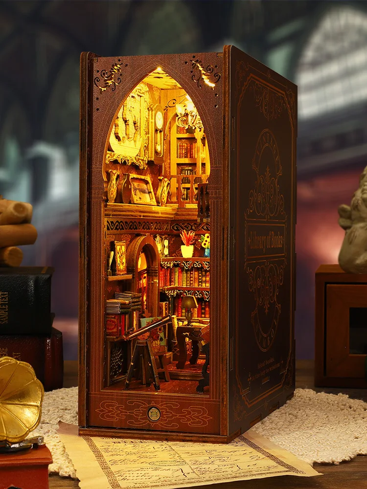 

Bookstore Vintage Bookstand Diy Cabin 3D Puzzle House 3D Model Gifts For Boys And Girls New Year
