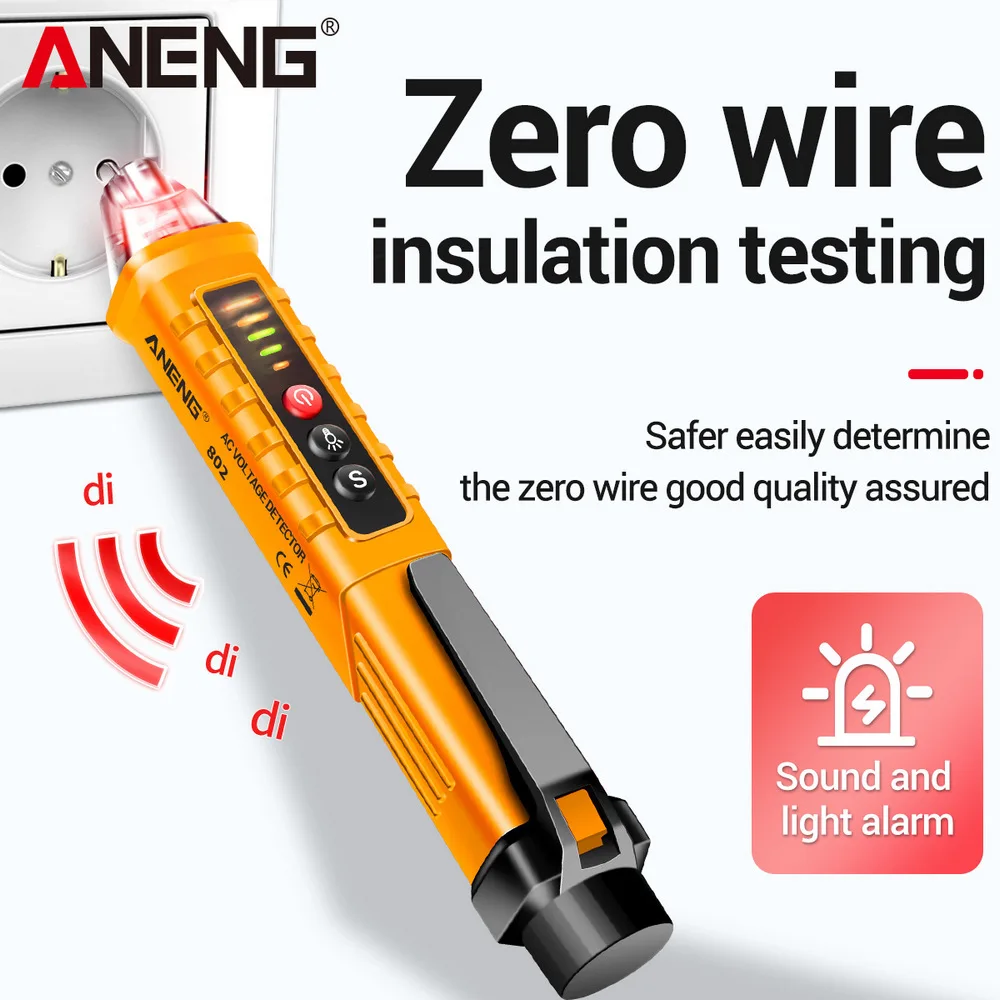 ANENG-VD802 휴대용 비접촉 AC 검출기 테스터, NCV 감도 펜 스타일 전기 표시기 LED 전압 측정기 Vape 12-1000v