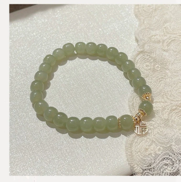 Frauen Hochzeit Geschenk Armband Natürliche Lila Farbe Hetian Jade Perlen Armband Armreifen für Frauen Perlen Strang Armband Schmuck – Detail 9