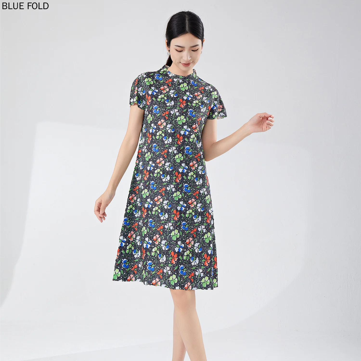 

Miyake Temperament Dress Women's Summer Design Floral Dresses High-end Commuting Versatile Mid-length Dress Elegant Vestido