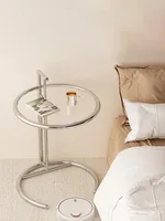 Nordic Glass Coffee Tables Living Room Furniture Side Table Balcony Stainless Steel Lifting Tea Table Transparent Bedside Tables