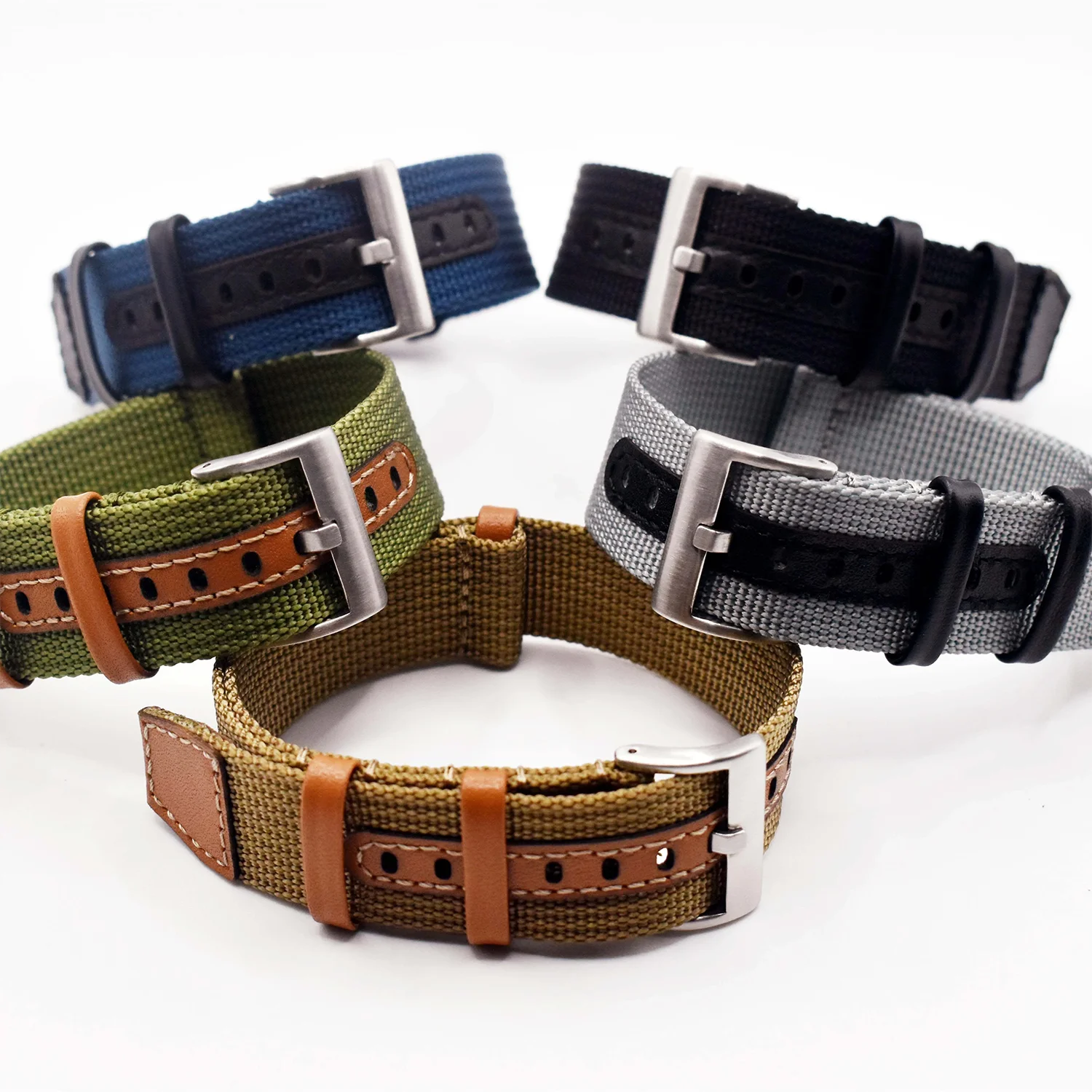 Versatile Canvas Nylon and Leather Watch Strap, Soft and Stylish