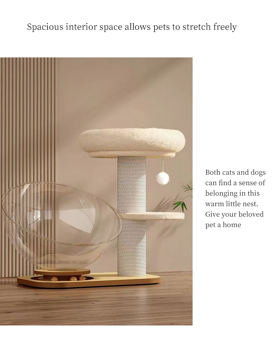 Customized Cat Climbing Frame With Spacecraft And Scratching Pole_voghion.com