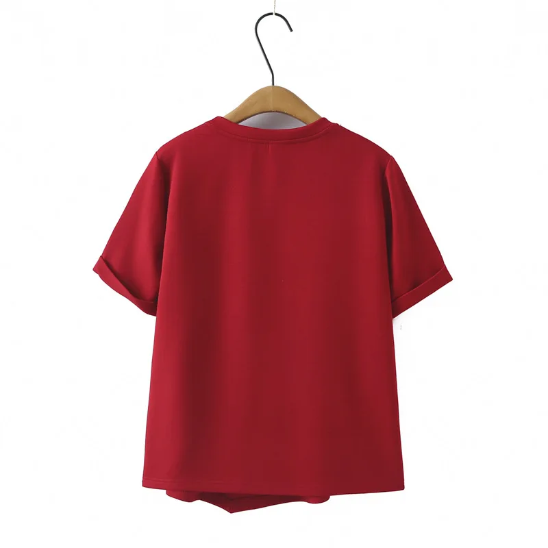 100kg Summer New Plus Size Women's Top Casual Slimming Round Neck Irregular Tees Short Sleeve Casual T-shirt 504