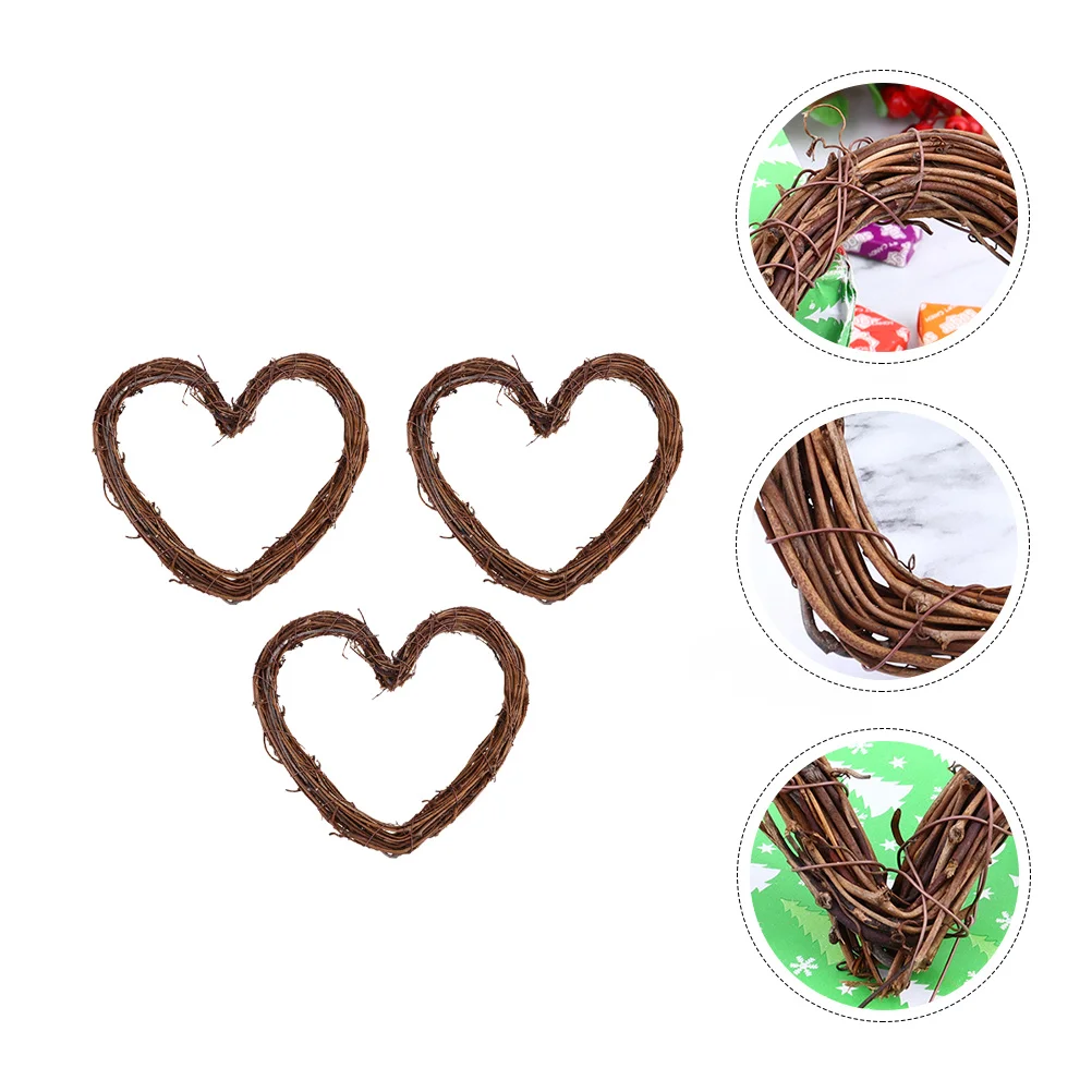 

3 Pcs Heart Garland Christmas Rattan Decor Xmas Pendant Tree Supplies Decoration Dream Catcher