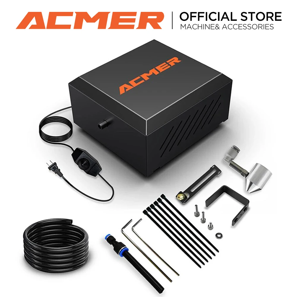 

ACMER C4 Laser Air Assist Pump with 30L/min Airflow for Most Laser Cutter Machine Removing Smoke Dust Low Noise Air Assist Set