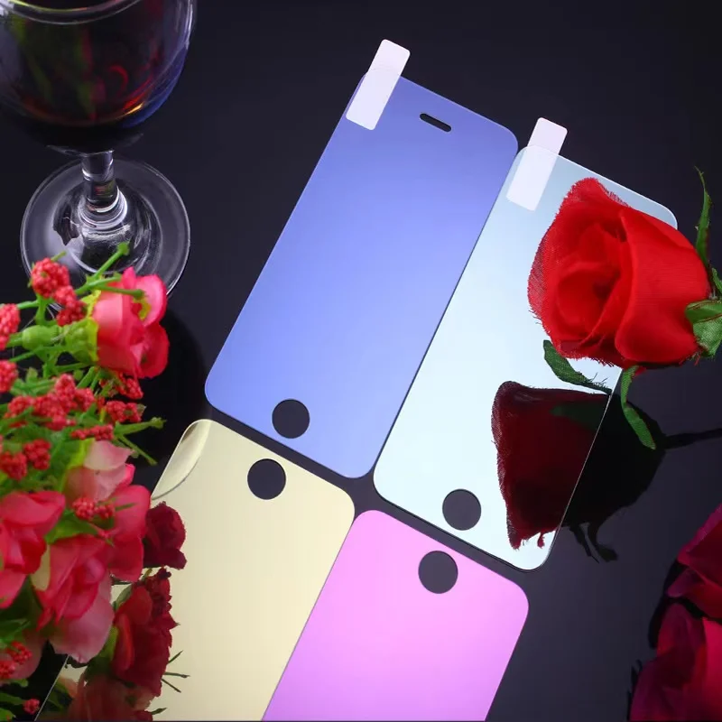 Luxury Colorful Mirror Tempered Glass For iPhone1514 13 12 11 Pro XS Max Screen Protector X XS XR Glass Protective Film