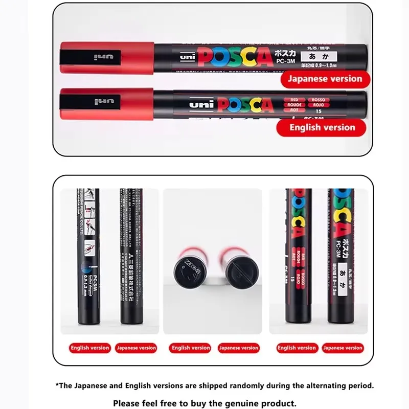 Permanent Marker Pen Marker Pens Color Marker Pens Paint Marker Pen Japan UNI Posca Markers PC-3M DIY Graffiti Manga Cards Posters Rock Ceramic Glass Metallic Craftwork Art Supplies